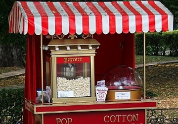 suikerspinkraam, popcornkraam, poffertjeskraam, stroopwafelkraam huren, verhuur